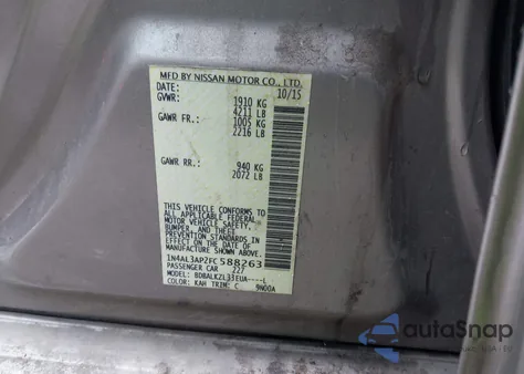 2015 Nissan Altima 2.5 Sv z USA, uszkodzony, nr VIN 1N4AL3AP2FC588263